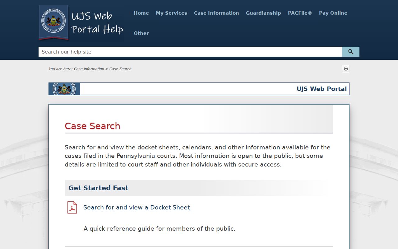 Lackawanna County residents directory Pennsylvania court case-search help
