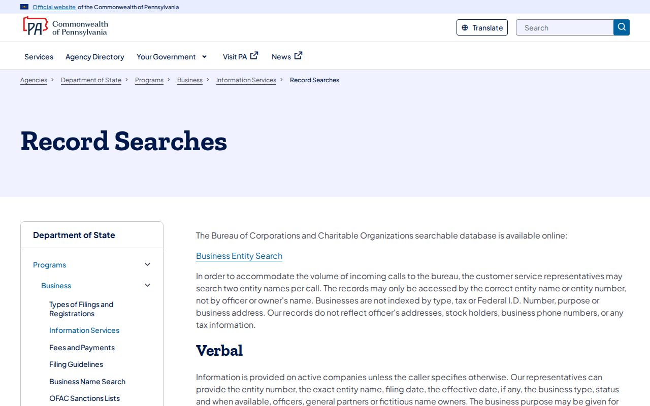 Lackawanna County residents directory Pennsylvania Department of State record-search guide