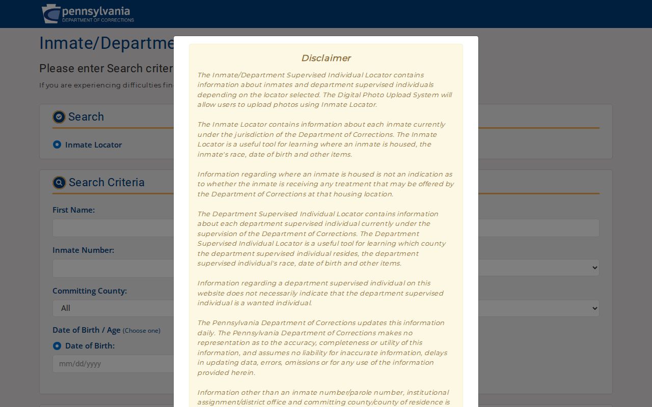 Lackawanna County residents directory Pennsylvania DOC inmate locator
