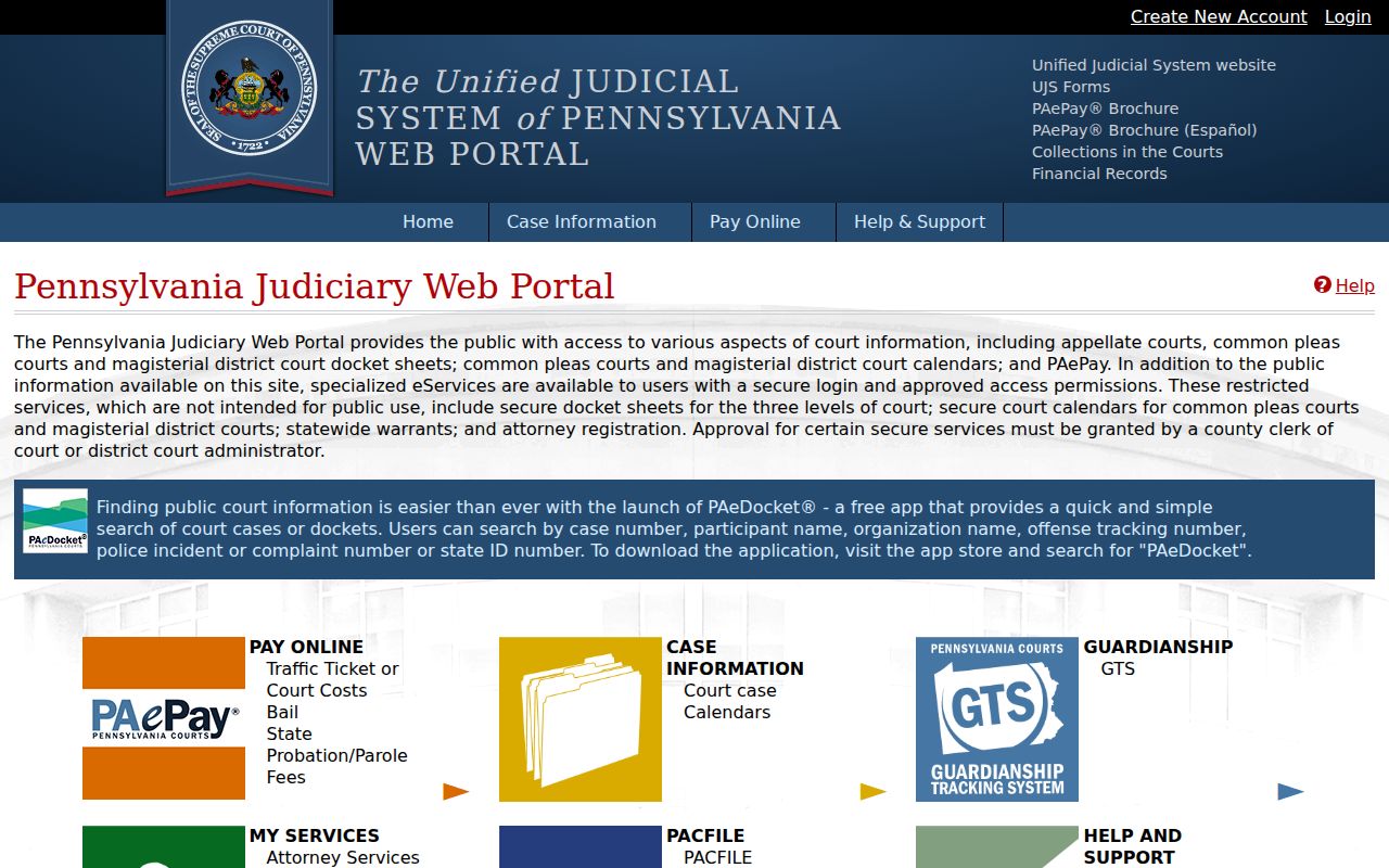 Lackawanna County resident lookup Pennsylvania Judiciary case search