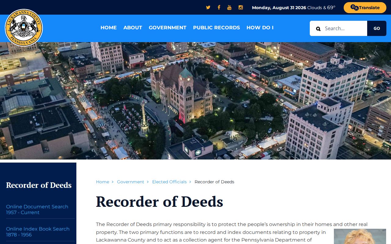 Lackawanna County street directory Recorder of Deeds office